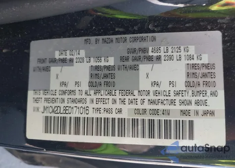 2014 Mazda Mazda5 Grand Touring из США, поврежденный, VIN JM1CW2DL8E0171016